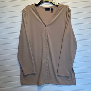 Karen Scott Top Women Plus Size M Khaki Buttons